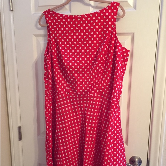 Dresses & Skirts - Red Polka Dotted Dress Pin Up w/ Petticoat